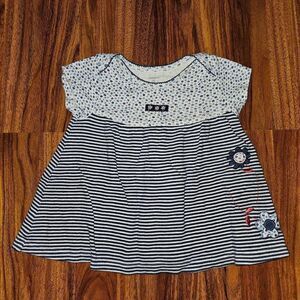 5 For $25 Carter's Blue and White Cotton Striped and Floral Dress Baby Size 9M